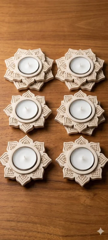 Porta Vela Yeso - Mandala + Vela