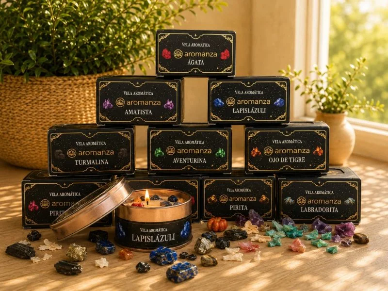 Vela Aromanza Orgánica con Cristales